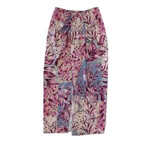 BTFL-life Midi Skirt Small Floral Slit Cottagecore Boho Lightweight